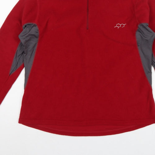 Technicals Women’s Red Grey Fleece 1/4 Zip Sweatshirt UK 16