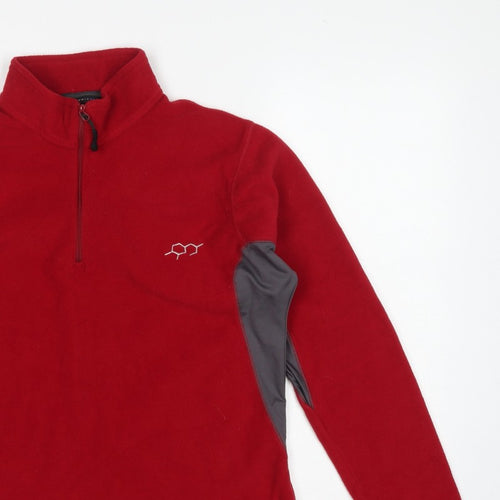 Technicals Women’s Red Grey Fleece 1/4 Zip Sweatshirt UK 16
