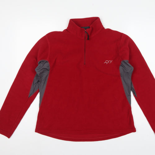 Technicals Women’s Red Grey Fleece 1/4 Zip Sweatshirt UK 16