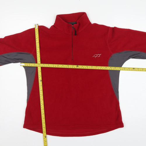 Technicals Women’s Red Grey Fleece 1/4 Zip Sweatshirt UK 16