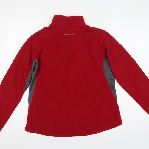 Technicals Women’s Red Grey Fleece 1/4 Zip Sweatshirt UK 16