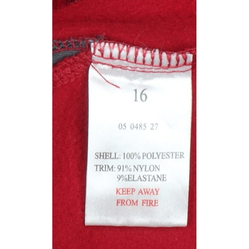 Technicals Women’s Red Grey Fleece 1/4 Zip Sweatshirt UK 16
