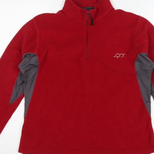 Technicals Women’s Red Grey Fleece 1/4 Zip Sweatshirt UK 16