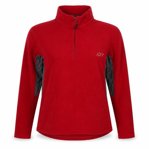 Technicals Women’s Red Grey Fleece 1/4 Zip Sweatshirt UK 16