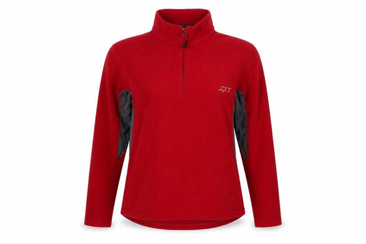 Front view of Technicals Women’s Red Grey Fleece 1/4 Zip Sweatshirt UK 16