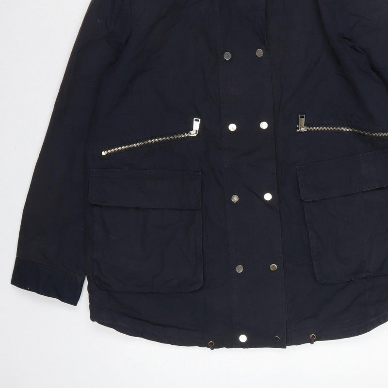 Mint Velvet Women’s Blue UK 14 Hooded Parka Cotton Jacket