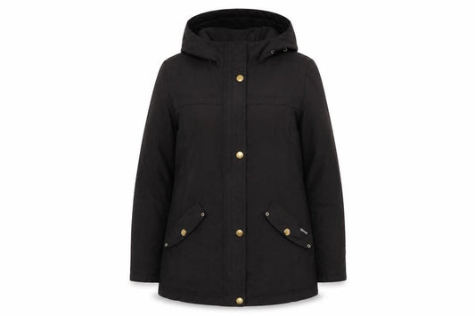 Maine New England Women’s Black Size 16 Rain Resist Hooded Parka Coat