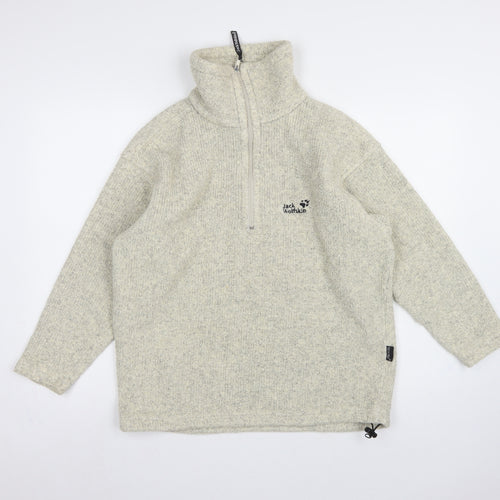 Jack Wolfskin Unisex Ivory S 1/4 Zip Fleece Sweatshirt Hiking