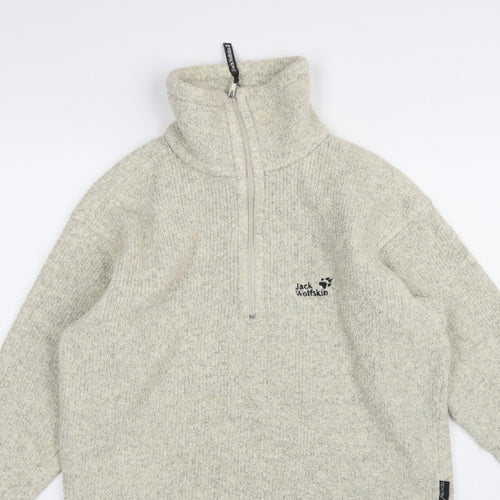 Jack Wolfskin Unisex Ivory S 1/4 Zip Fleece Sweatshirt Hiking