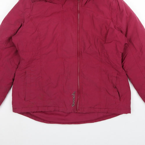 Bench Women’s Pink UK 14 Hooded Faux Fur Trim Parka Jacket