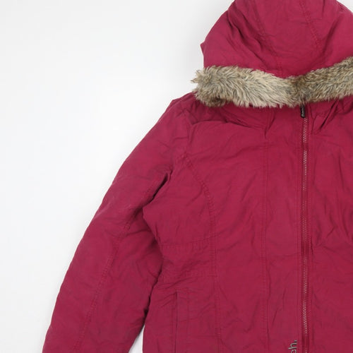 Bench Women’s Pink UK 14 Hooded Faux Fur Trim Parka Jacket