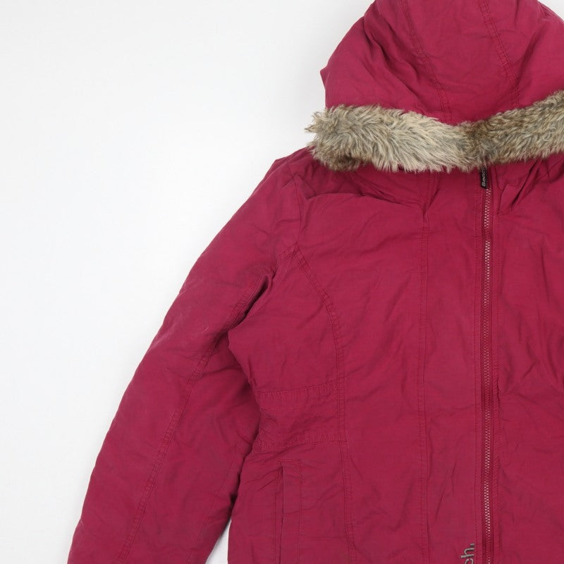 Bench Women’s Pink UK 14 Hooded Faux Fur Trim Parka Jacket
