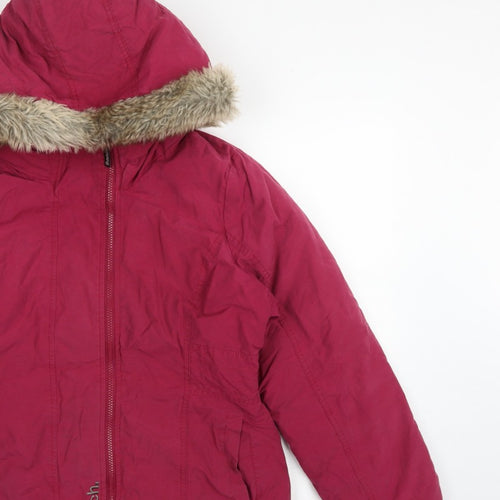 Bench Women’s Pink UK 14 Hooded Faux Fur Trim Parka Jacket