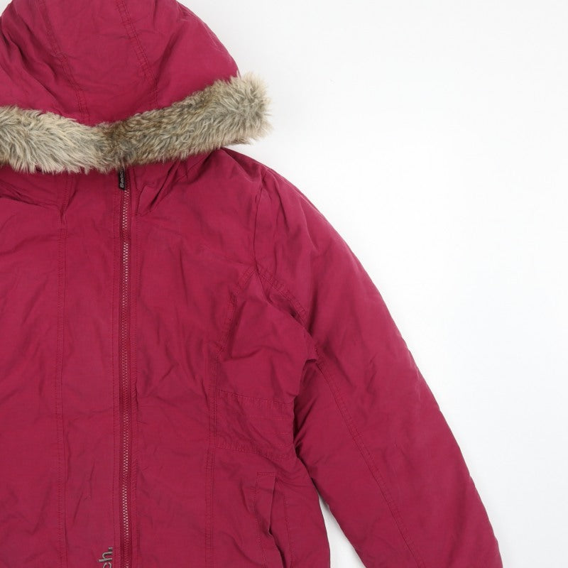Bench Women’s Pink UK 14 Hooded Faux Fur Trim Parka Jacket