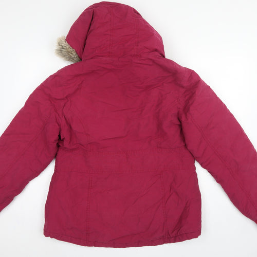 Bench Women’s Pink UK 14 Hooded Faux Fur Trim Parka Jacket
