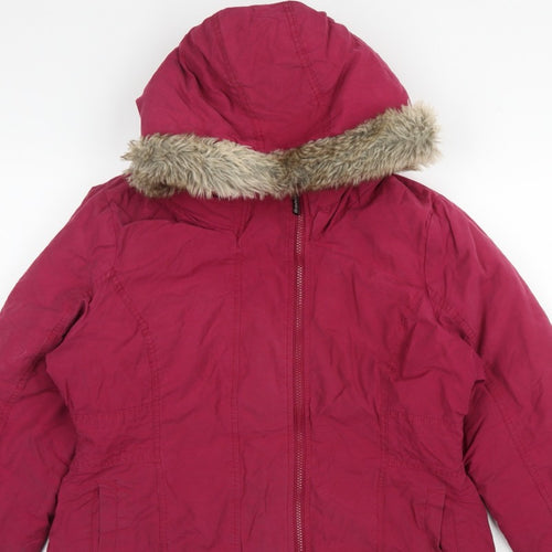 Bench Women’s Pink UK 14 Hooded Faux Fur Trim Parka Jacket