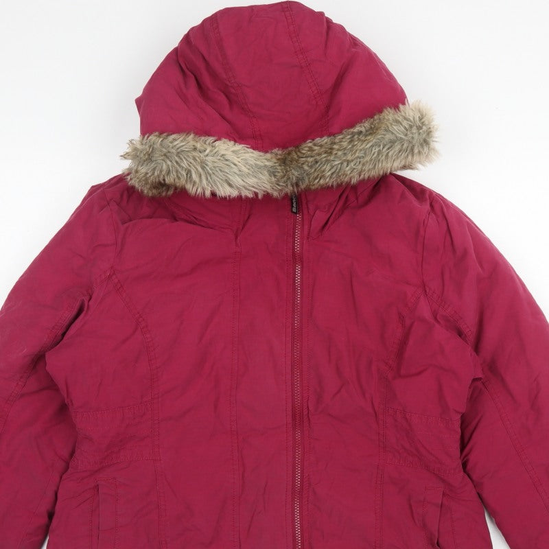 Bench Women’s Pink UK 14 Hooded Faux Fur Trim Parka Jacket
