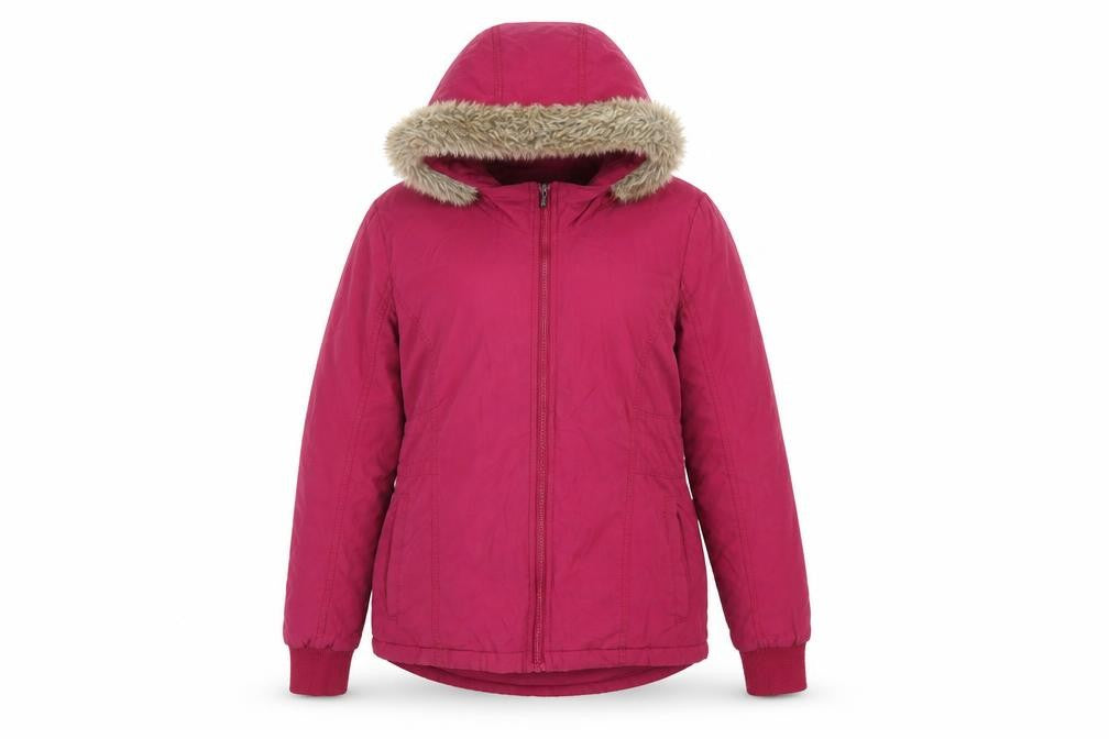 Bench Women’s Pink UK 14 Hooded Faux Fur Trim Parka Jacket
