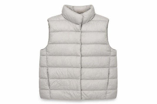 Primark Women Grey L Quilted Puffer Gilet Waistcoat Padded Bodywarmer