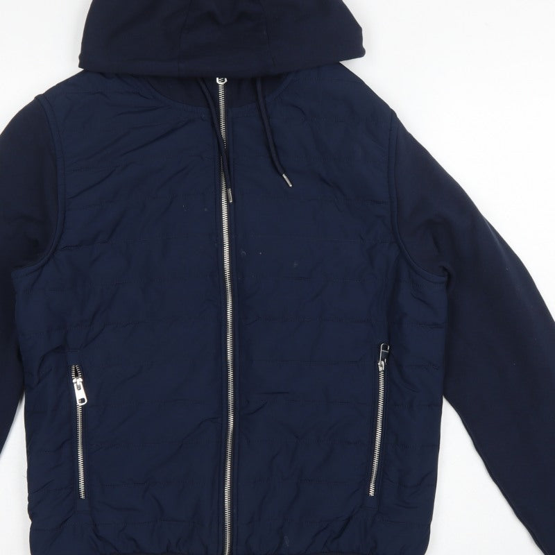 Autograph Men Navy M 38-40 Puffer Hooded Shower Resistant Jacket
