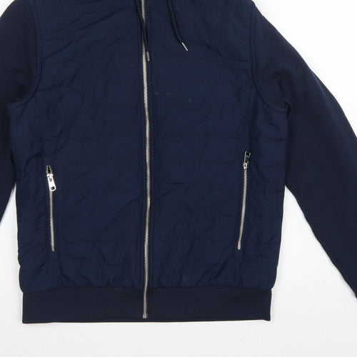 Autograph Men Navy M 38-40 Puffer Hooded Shower Resistant Jacket