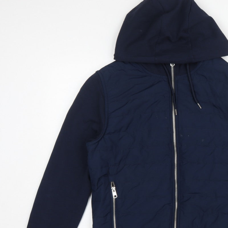 Autograph Men Navy M 38-40 Puffer Hooded Shower Resistant Jacket