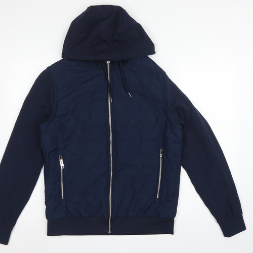 Autograph Men Navy M 38-40 Puffer Hooded Shower Resistant Jacket