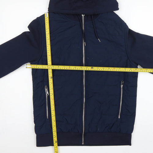 Autograph Men Navy M 38-40 Puffer Hooded Shower Resistant Jacket