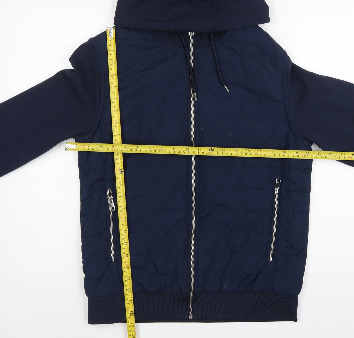 Autograph Men Navy M 38-40 Puffer Hooded Shower Resistant Jacket