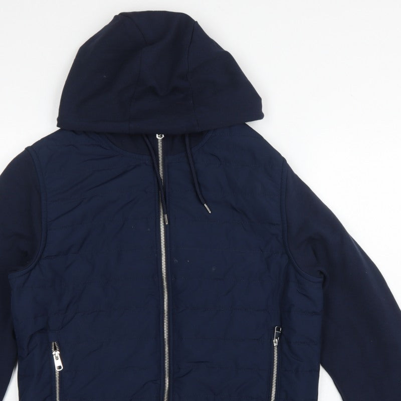 Autograph Men Navy M 38-40 Puffer Hooded Shower Resistant Jacket
