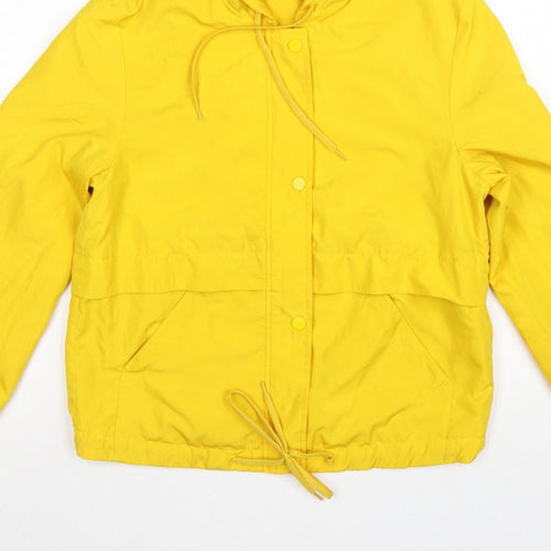 Divided H&M Women Yellow XS Hooded Anorak Jacket Drawstring