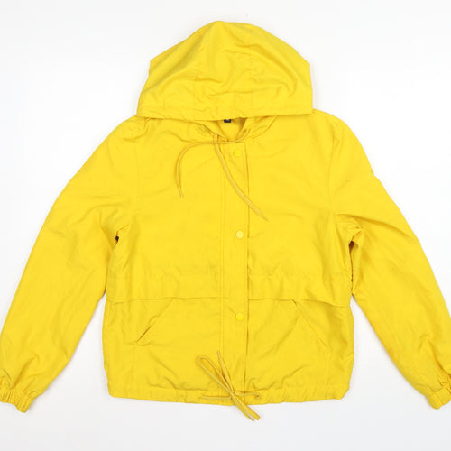 Divided H&M Women Yellow XS Hooded Anorak Jacket Drawstring