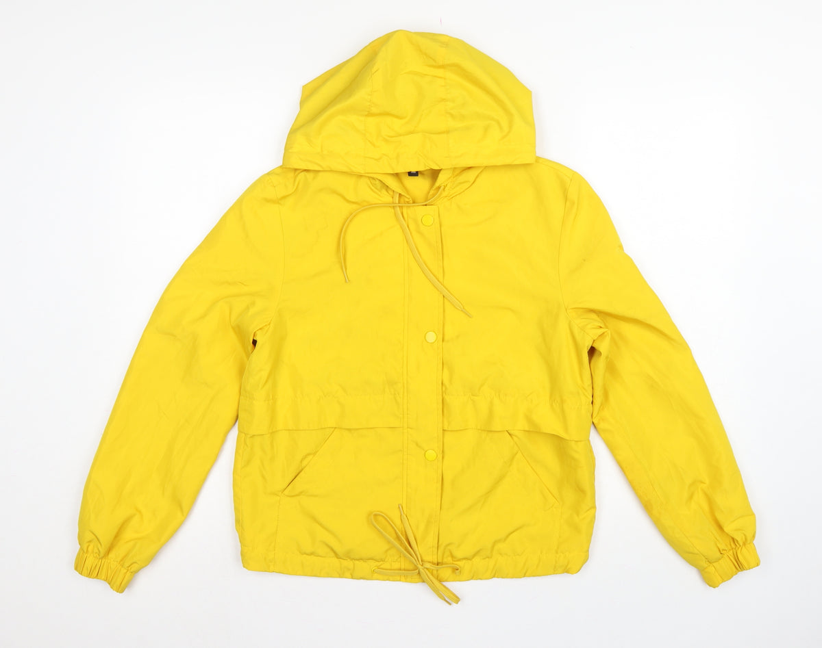 Divided H&M Women Yellow XS Hooded Anorak Jacket Drawstring
