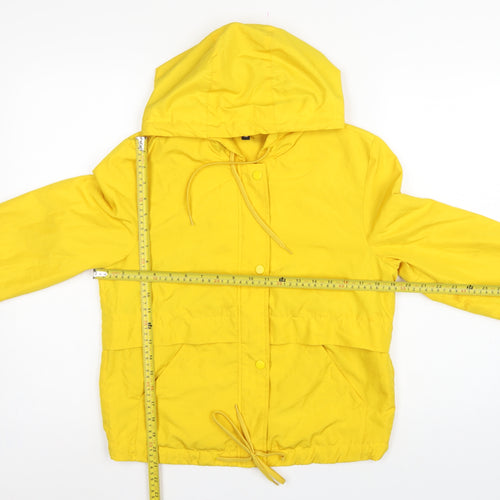 Divided H&M Women Yellow XS Hooded Anorak Jacket Drawstring