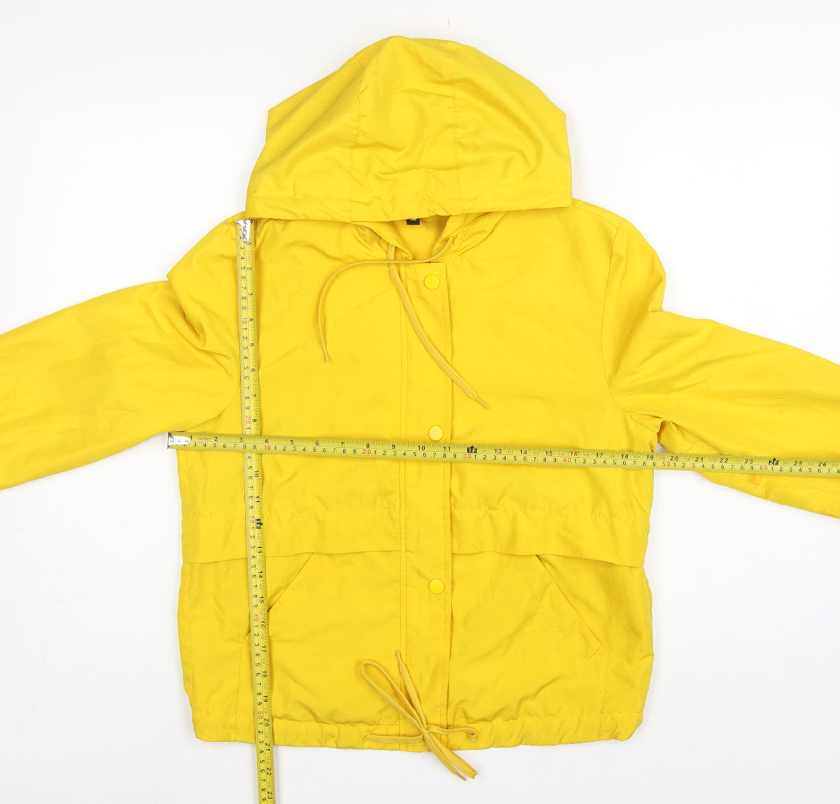 Divided H&M Women Yellow XS Hooded Anorak Jacket Drawstring