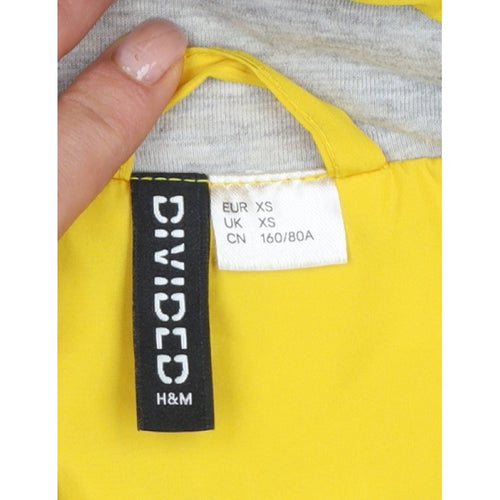 Divided H&M Women Yellow XS Hooded Anorak Jacket Drawstring