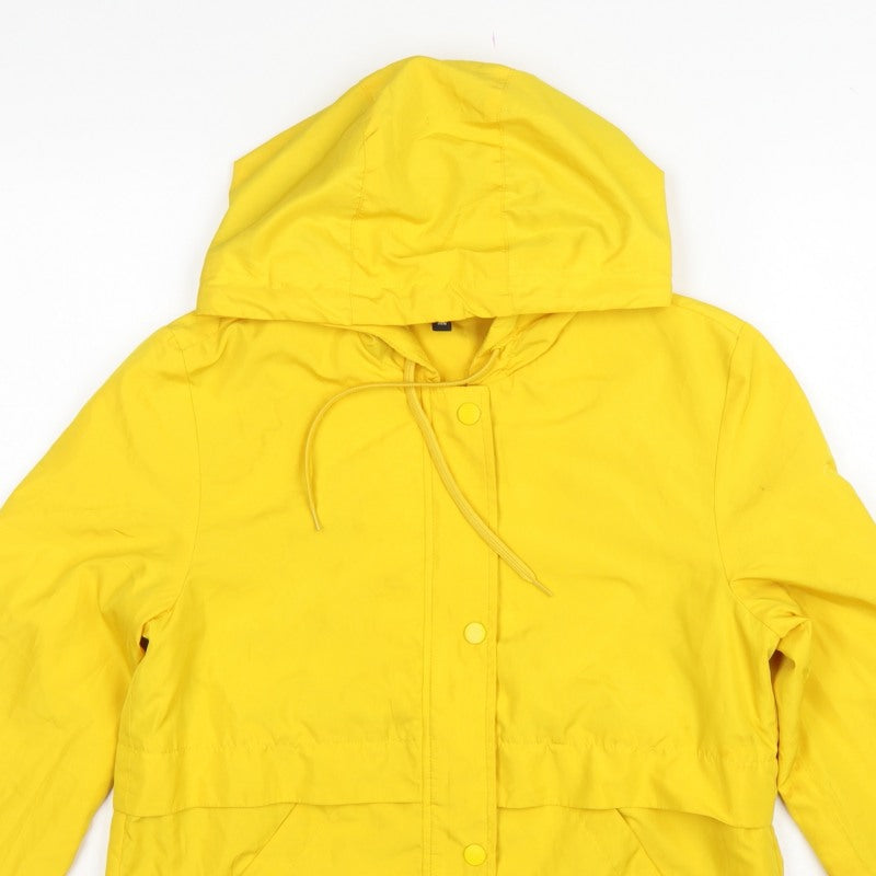 Divided H&M Women Yellow XS Hooded Anorak Jacket Drawstring