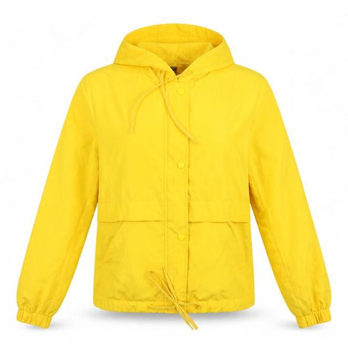 Divided H&M Women Yellow XS Hooded Anorak Jacket Drawstring