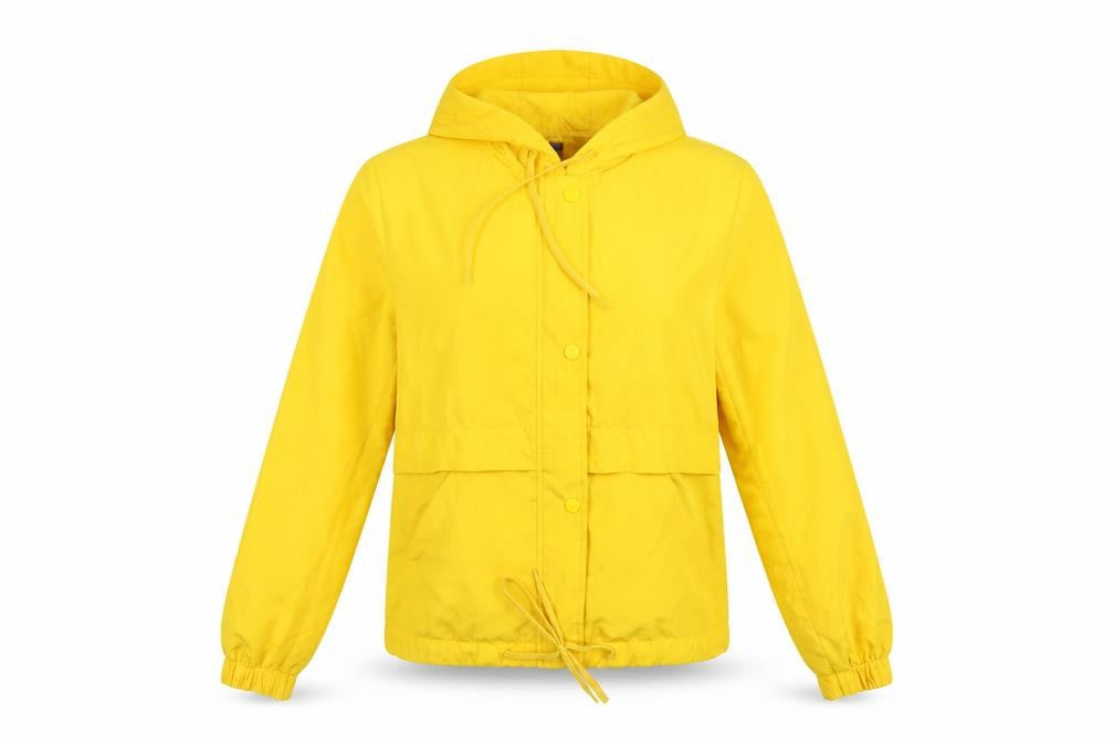Divided H&M Women Yellow XS Hooded Anorak Jacket Drawstring