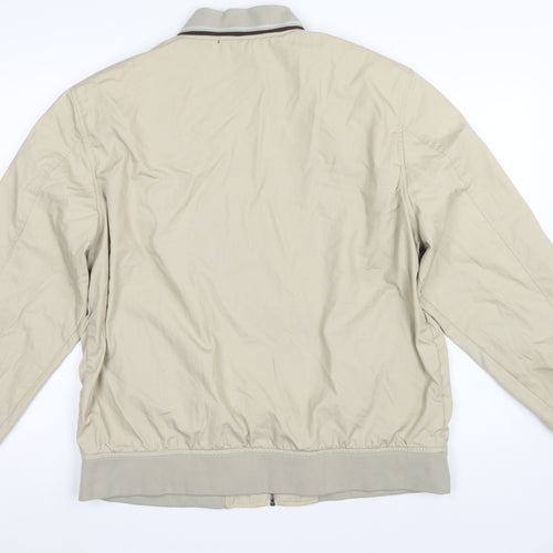 Fred Perry Men’s Beige XL Bomber Jacket Full Zip Logo Cotton Blend