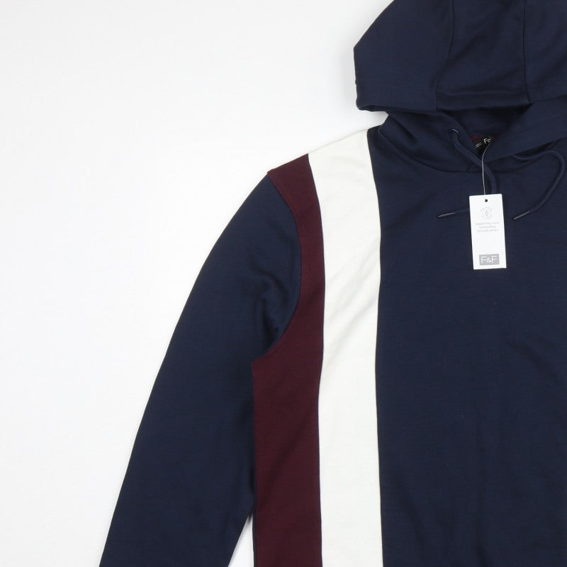 F&F Men’s Multicoloured L Pullover Hoodie Cotton Rich Striped
