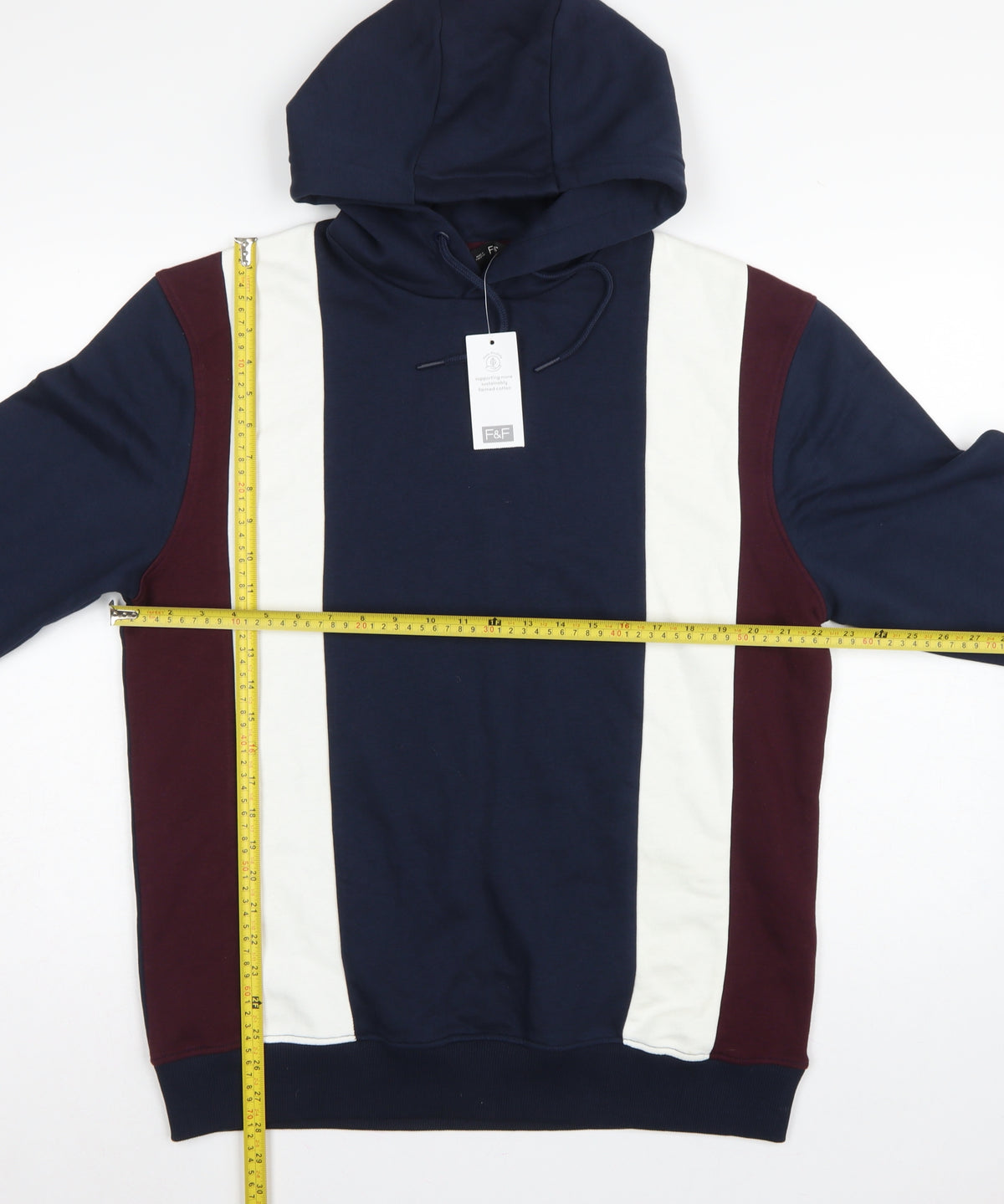 F&F Men’s Multicoloured L Pullover Hoodie Cotton Rich Striped