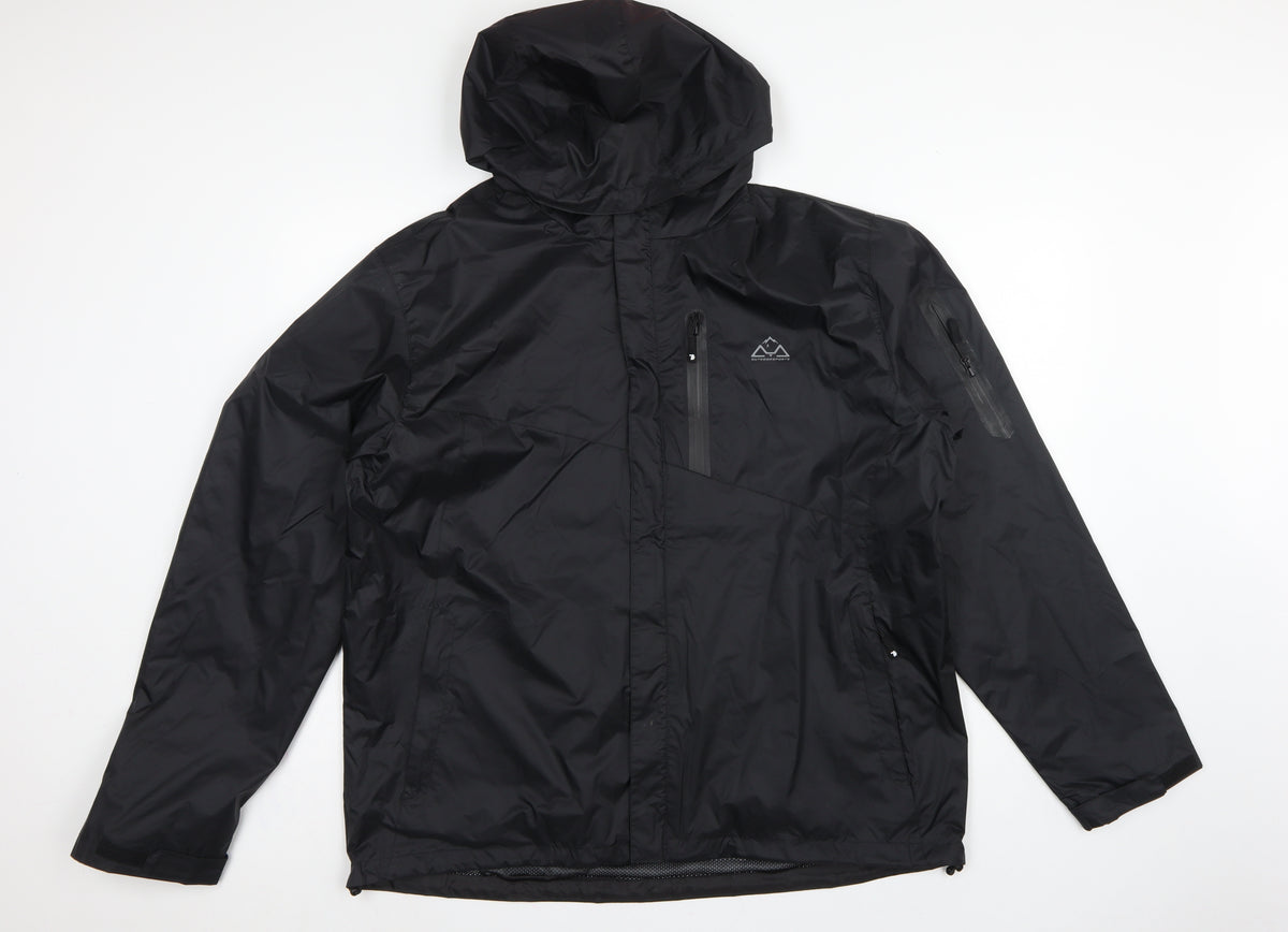 Outdoorsports Men’s Black XL Hooded Windbreaker Jacket