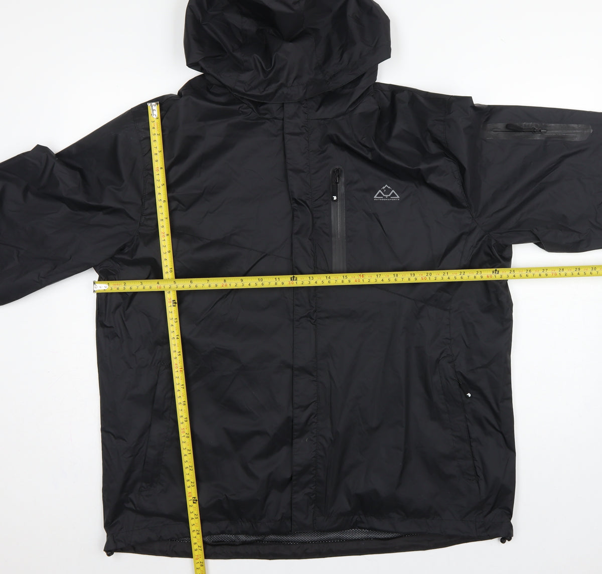 Outdoorsports Men’s Black XL Hooded Windbreaker Jacket