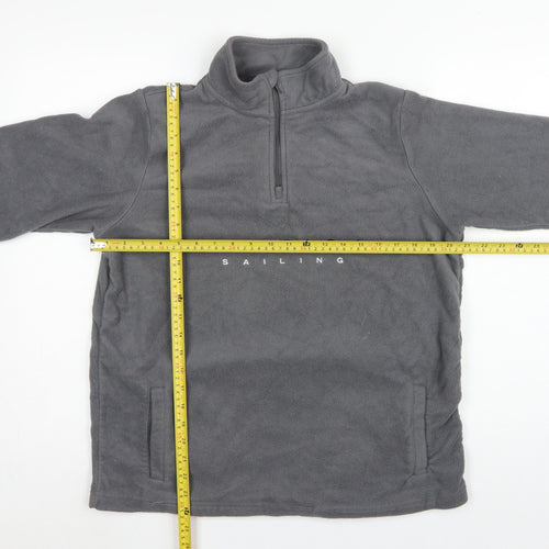 Nautica Men's Grey M 1/4 Zip Fleece Pullover Sweatshirt Logo Pockets