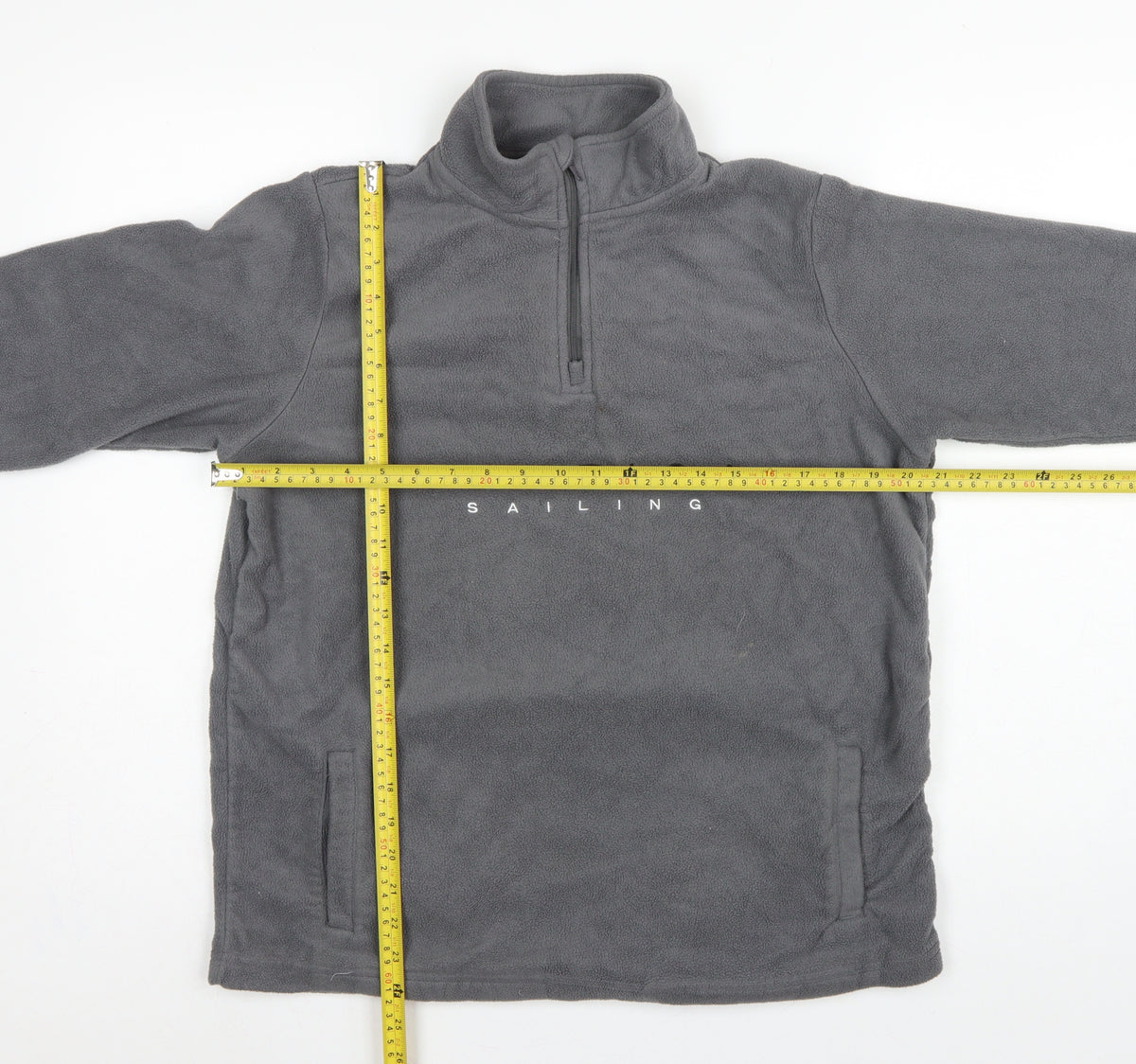 Nautica Men's Grey M 1/4 Zip Fleece Pullover Sweatshirt Logo Pockets