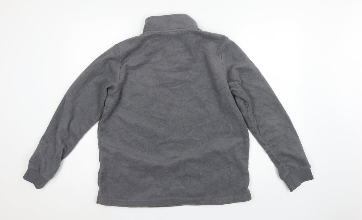Nautica Men's Grey M 1/4 Zip Fleece Pullover Sweatshirt Logo Pockets