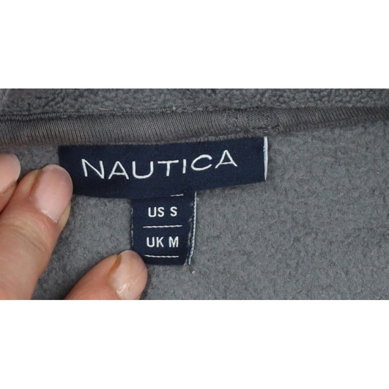 Nautica Men's Grey M 1/4 Zip Fleece Pullover Sweatshirt Logo Pockets