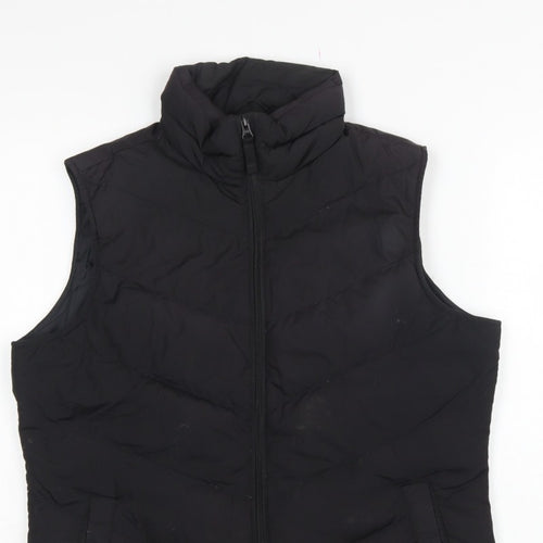 Lands' End Women's Black UK S Down Padded Quilted Zip Bodywarmer Gilet