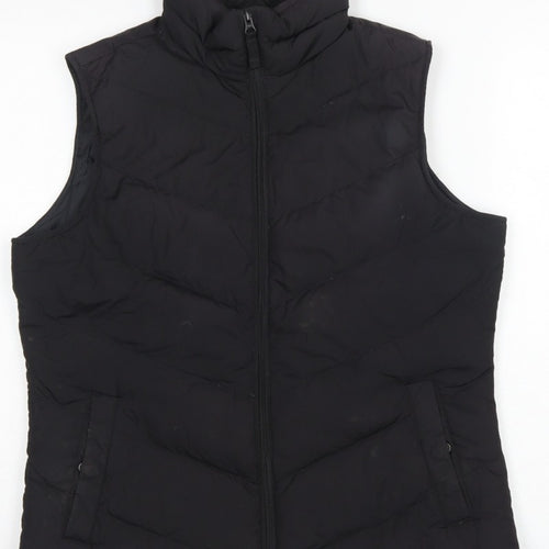 Lands' End Women's Black UK S Down Padded Quilted Zip Bodywarmer Gilet